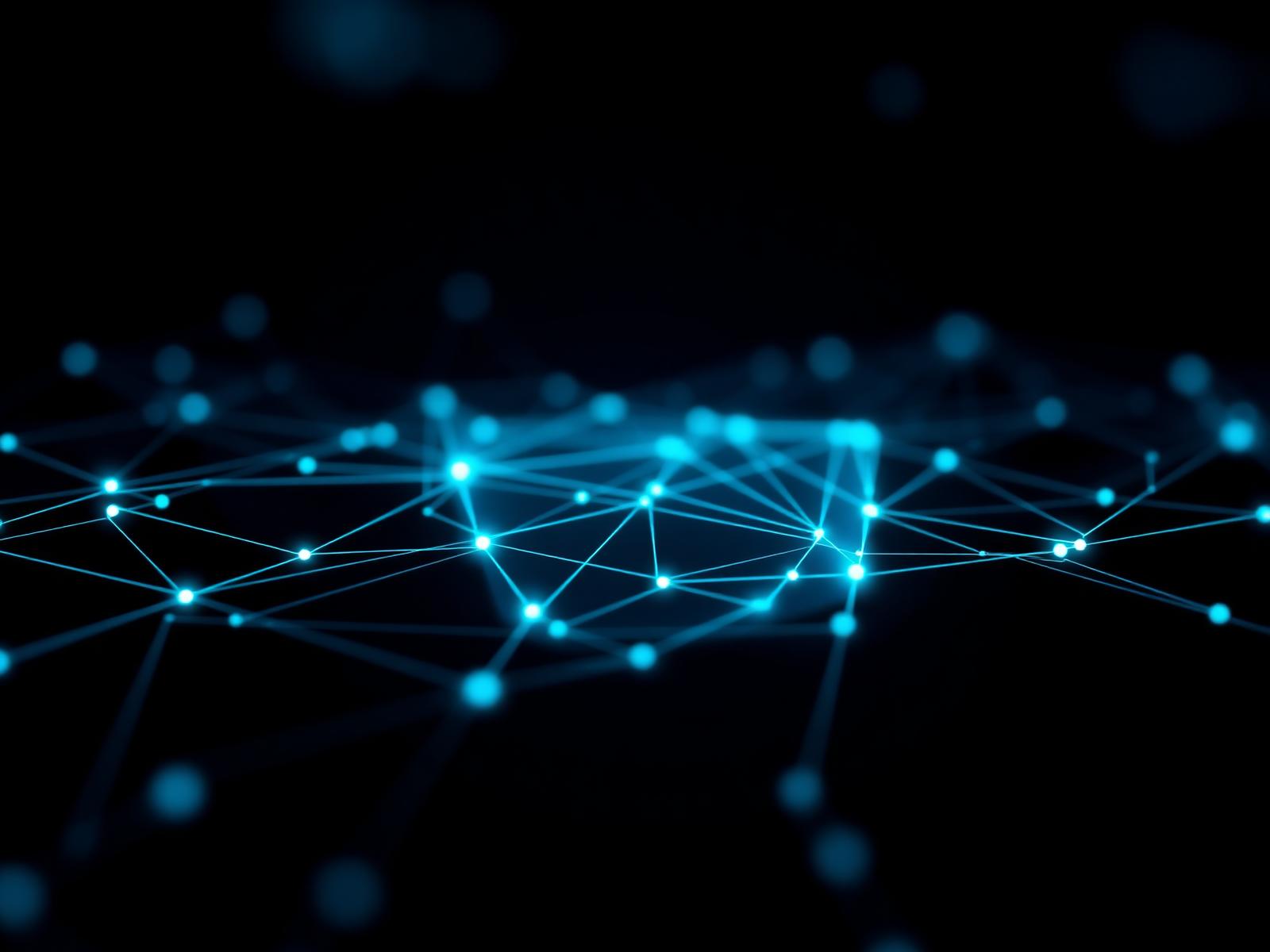 Abstract network of connected nodes representing AI and secure infrastructure